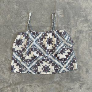 Hippie Rose Womens Medium Blue Flowy Tiered Tank Top